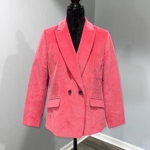 Talbots coral pink corduroy blazer jacket size 10 petite cotton